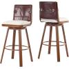 Christopher Knight Home Sibyl Fabric Upholstered Counter Height Bar Stools Set of 2, Metal Stool Chair for Kitchen Island with Faux Leather Backrest, Armless Counter Stool with Footrest, Beige+Walnut