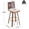 Christopher Knight Home Sibyl Fabric Upholstered Counter Height Bar Stools Set of 2, Metal Stool Chair for Kitchen Island with Faux Leather Backrest, Armless Counter Stool with Footrest, Beige+Walnut