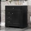 Christopher Knight Home Silane 30″ Bathroom Vanity with Ceramic Sink, Freestanding Wooden Bathroom Vanity Organizer, Soft Closing Door Bathroom Storage Cabinet with Drawer, Black(Black)