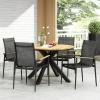 Christopher Knight Home Stetson Outdoor 5 Piece Dining Set – Mesh and Acacia Wood – Black/Teak