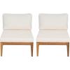 Christopher Knight Home Suri Set of 2 Acacia Wood Lounge Chair Outdoor, Contemporary Accent Chair Set with Weather Resistant Cushion, Deep Seating Armless, Comfy Patio Chairs, Teak + Cream