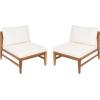 Christopher Knight Home Suri Set of 2 Acacia Wood Lounge Chair Outdoor, Contemporary Accent Chair Set with Weather Resistant Cushion, Deep Seating Armless, Comfy Patio Chairs, Teak + Cream