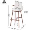 Christopher Knight Home Sybul Fabric Upholstered Counter Height Bar Stools Set of 2, Metal Stool Chair for Kitchen Island with Thick Padded Seat, Counter Stool with Footrest, Light Beige+Walnut