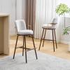 Christopher Knight Home Sybul Fabric Upholstered Counter Height Bar Stools Set of 2, Metal Stool Chair for Kitchen Island with Thick Padded Seat, Counter Stool with Footrest, Light Beige+Walnut