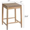 Christopher Knight Home Tana Boho Backless Counter Height Bar Stools Set of 4, Acacia Wood Counter Stools with Rope Wicker Seat, Square Bar Stool for Kitchen Island, Wooden Dining Room Chair, Natural