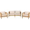 Christopher Knight Home Tilden 3-Piece Patio Furniture Set, 4-Seater Acacia Wood Outdoor Patio Sectional Furniture Set, Garden Wicker Loveseat and Accent Chair Set with Removable Cushions, Teak+Beige