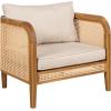 Christopher Knight Home Tilden 3-Piece Patio Furniture Set, 4-Seater Acacia Wood Outdoor Patio Sectional Furniture Set, Garden Wicker Loveseat and Accent Chair Set with Removable Cushions, Teak+Beige