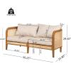 Christopher Knight Home Tilden Acacia Wood Outdoor Loveseat, 2-Seater Patio Furniture Sofa with Wicker Accent, Wooden Patio Sofa Couch with Armrest+Cushions, Comfy Lounging/Reading Chair, Teak+Beige