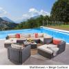 Christopher Knight Home Tom Rosa Outdoor 8 Seater Wicker Sectional Sofa Set, Multibrown with Beige Cushions