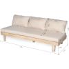 Christopher Knight Home Topia Acacia Wood Outdoor 3 Seater Sofa with Cushion, Wooden Patio Sofa Couch with Cushion, Comfy Armless Cloud Sofa Couch, Patio Furniture Sofa Set, Light Wash+Beige