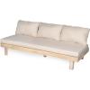 Christopher Knight Home Topia Acacia Wood Outdoor 3 Seater Sofa with Cushion, Wooden Patio Sofa Couch with Cushion, Comfy Armless Cloud Sofa Couch, Patio Furniture Sofa Set, Light Wash+Beige