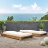 Christopher Knight Home Tory Acacia Wood Chaise Lounge Chair Outdoor Set of 2, Adjustable Backrest Sun Lounger Recliner, Patio Outdoor Chaise Lounge with 4″ Thick Water-Resistant Cushions, Teak+Cream