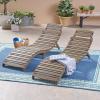Christopher Knight Home Tycie Outdoor Acacia Wood Foldable Chaise Lounge (Set of 2), Gray Finish