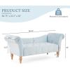Christopher Knight Home Ucal Velvet Upholstered End of Bed Ottoman, Wooden Living Room Ottoman Bench with Curved Arms, Long Entryway Bench with Button Tufting, Long Seating for Bedroom, Light Blue