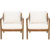 Christopher Knight Home Veera Set of 2 Acacia Wood Lounge Chair Outdoor with Rope Accent, Accent Chair with Water-Repellent Cushions, Comfy Chairs for Garden/Backyard, Patio Furniture, Teak + Cream