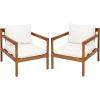 Christopher Knight Home Veera Set of 2 Acacia Wood Lounge Chair Outdoor with Rope Accent, Accent Chair with Water-Repellent Cushions, Comfy Chairs for Garden/Backyard, Patio Furniture, Teak + Cream