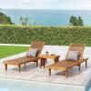 Christopher Knight Home Vernon Outdoor Acacia Wood Chaise Lounge Set, Teak Finish(Teak Finish)