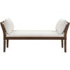 Christopher Knight Home Viko Farmhouse Wooden Living Room Ottoman Bench with Cross-back Detail, Upholstered End of Bed Ottoman with Armrest, Long Entryway Bench, Long Seating for Bedroom, Beige+Walnut
