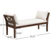 Christopher Knight Home Viko Farmhouse Wooden Living Room Ottoman Bench with Cross-back Detail, Upholstered End of Bed Ottoman with Armrest, Long Entryway Bench, Long Seating for Bedroom, Beige+Walnut