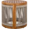 Christopher Knight Home Viktor Acacia Wood Outdoor Side Table, Patio Round Coffee Table with Woven Rope Accents, Table for Patio Furniture Set, Elegant Slatted Design, Weather-Resistant, Teak