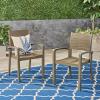 Christopher Knight Home Watts Outdoor Acacia Wood Dining Chairs, Gray Finish (Set of 2)