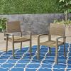 Christopher Knight Home Watts Outdoor Acacia Wood Dining Chairs, Gray Finish (Set of 2)