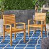 Christopher Knight Home Watts Outdoor Acacia Wood Dining Chairs, Teak Finish (Set of 2)