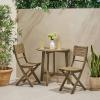 Christopher Knight Home Westmo Outdoor 2 Seater Half-Round Folding Acacia Wood Bistro Set, 15.75 “W x 20.5 “D x 33.75 “H, Gray