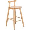 Christopher Knight Home Yoly Counter Height Bar Stools Set of 2, Round Seat Bar Stool for Kitchen Island, Wooden Dining Room Chair with Unique Cross Bar Backrest, Barstools with Footrest, Natural