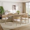 Christopher Knight Home Zed 7 Piece Dining Set with Upholstered Chairs, Wooden Dining Table Set for 6, Spacious Kitchen Table Chairs Set of 6, Armchairs with Rattan Curved Back, Beige + Natural Ash