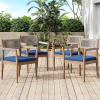 Christopher Knight Home Zoe Outdoor Dining Chairs Set of 4, Acacia Wood Dining Room Chairs with Cushions, Comfy Garden Seating with Handwoven Rope Accent, Patio Chairs Set of 4, Blue Navy+Teak+Beige(Blue Navy+teak+beige)