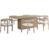 Christopher Knight Home Zoey Contemporary 7 Piece Dining Set with Chairs, Wooden Dining Table Set for 6, Rectangular Kitchen Table Chairs Set of 6, Upholstered Curved Armchairs, Beige + Light Natural