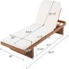 Christopher Knight Home Zusua Acacia Wood Patio Chaise Lounge with Cushion, Outdoor Patio Sun Lounger Recliner Chair, Adjustable Backrest Single Lounge Sofa with PE Rattan Accent, Natural+White