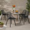 Delora Outdoor Modern Dining Chair (Set of 4), Black