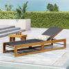 Emile Outdoor Adjustable Chaise Lounge – Mesh and Wood – Black/Teak