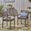 GDFStudio Great Deal Furniture Patio Dining Chairs, Acacia Wood and Outdoor Cushions, Gray and Dark Gray (Set of 2)(Grey Finish + Dark Gray)