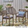 GDFStudio Great Deal Furniture Patio Dining Chairs, Acacia Wood and Outdoor Cushions, Gray and Dark Gray (Set of 2)(Grey Finish + Dark Gray)