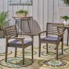 GDFStudio Great Deal Furniture Patio Dining Chairs, Acacia Wood and Outdoor Cushions, Gray and Dark Gray (Set of 2)(Grey Finish + Dark Gray)