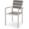 GDFStudio Outdoor Modern Aluminum Dining Chair with Faux Wood Seat (Set of 2), Gray and Silver(Gray/Silver)