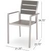 GDFStudio Outdoor Modern Aluminum Dining Chair with Faux Wood Seat (Set of 2), Gray and Silver(Gray/Silver)
