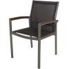 Great Deal Furniture Emma Patio Dining Chairs – Aluminum – Outdoor Mesh Seats – Faux Wood Arms – Set of 2 – Silver with Gray and Natural Finish(Acacia)