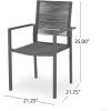 Great Deal Furniture Jean Outdoor Modern Aluminum Dining Chair with Rope Seat (Set of 2), Gray and Dark Gray