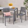 Great Deal Furniture Jean Outdoor Modern Aluminum Dining Chair with Rope Seat (Set of 2), Gray and Dark Gray