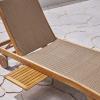Great Deal Furniture Kimberley Outdoor Wicker and Wood Chaise Lounge with Pull-Out Tray, Set of 2, Brown, Teak Finish, (307671)(Brown + Teak Finish)