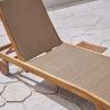 Great Deal Furniture Kimberley Outdoor Wicker and Wood Chaise Lounge with Pull-Out Tray, Set of 2, Brown, Teak Finish, (307671)(Brown + Teak Finish)