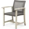 Great Deal Furniture Noble House Hampton Outdoor Acacia Wood Dining Chair in Light Gray (Set of 2)