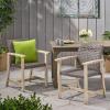Great Deal Furniture Noble House Hampton Outdoor Acacia Wood Dining Chair in Light Gray (Set of 2)
