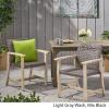 Great Deal Furniture Noble House Hampton Outdoor Acacia Wood Dining Chair in Light Gray (Set of 2)
