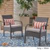 Otto Outdoor Wicker Club Chair, Gray and Silver(Set of 2)