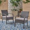 Otto Outdoor Wicker Club Chair, Gray and Silver(Set of 2)
